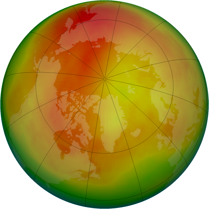 Arctic ozone map for March 1982